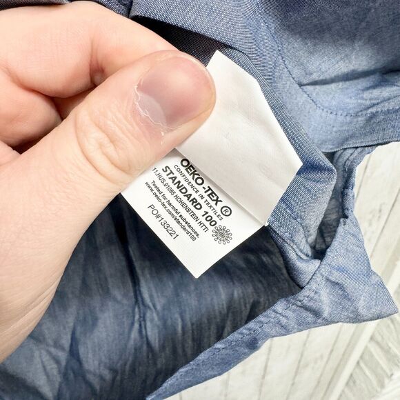 VAN HEUSEN Button Up Women Size S 4-6 Blue Long Sleeve Cotton Spread Collar - Picture 4 of 5